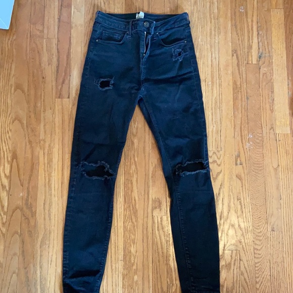 Topshop Jamie black ripped jeans - Picture 1 of 2